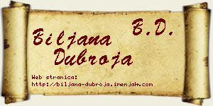 Biljana Dubroja vizit kartica
